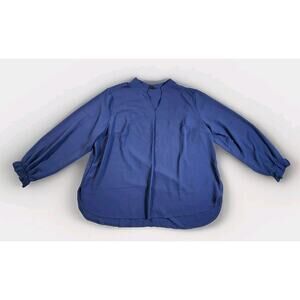 Dressy V Neck Long Sleeve Blouse Loose Fit Lightweight Womens Plus Size 4XL